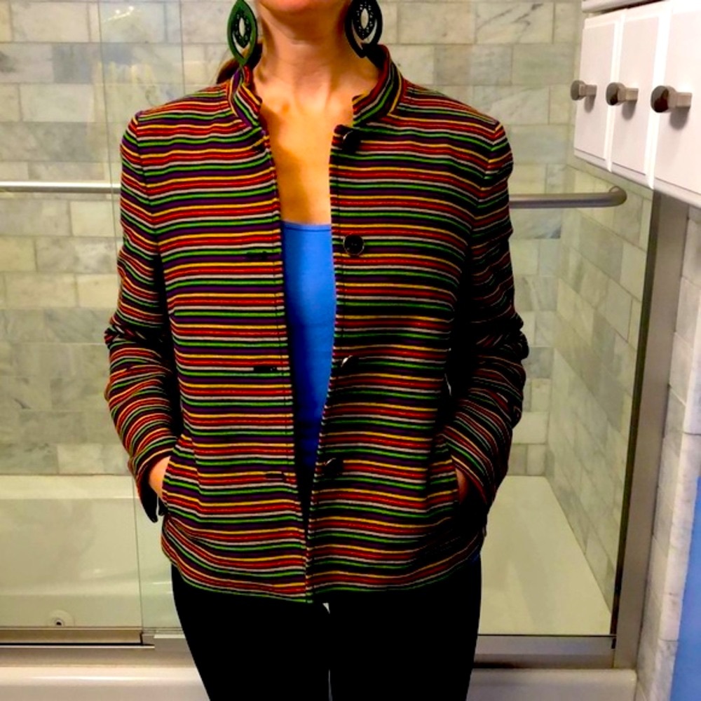 Talbots Size 8 (fits more like 10)Multicolored Striped Suit Jacket; Perfect!